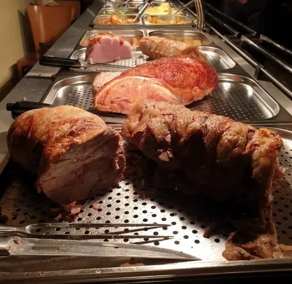 Selection of roast meats on Enigma's carvery counter
